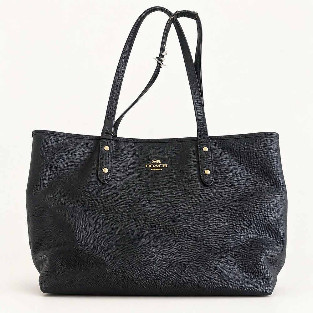 Coach Black Leather City Zip Tote Shoulder Bag Gold Handle Repair AS IS
